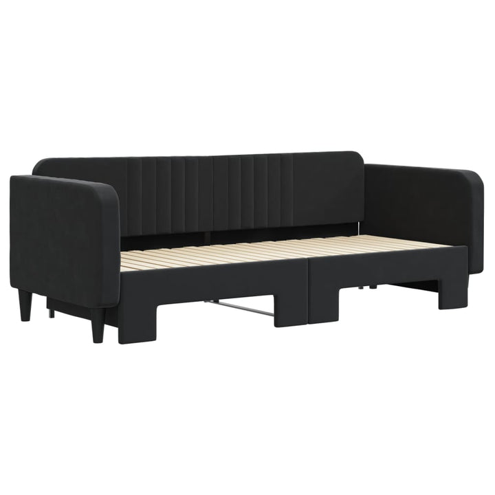 daybed med udtræk 90x200 cm velour sort