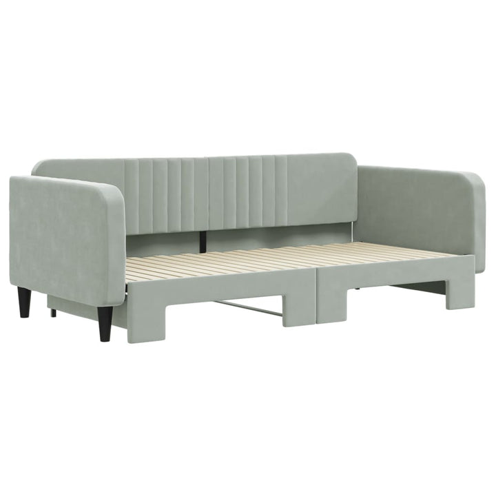 daybed med udtræk 100x200 cm velour lysegrå