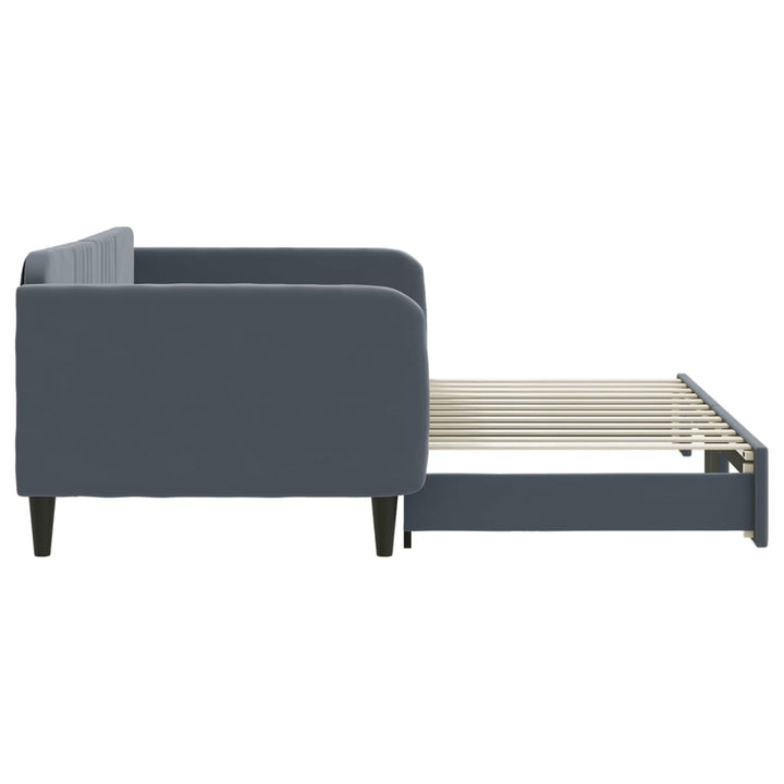 daybed med udtræk 100x200 cm velour mørkegrå