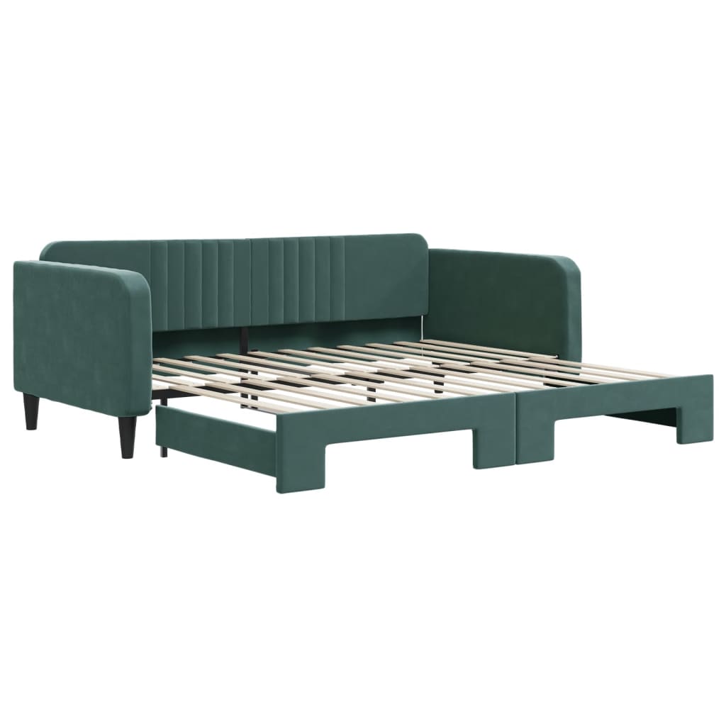 daybed med udtræk 100x200 cm velour mørkegrøn