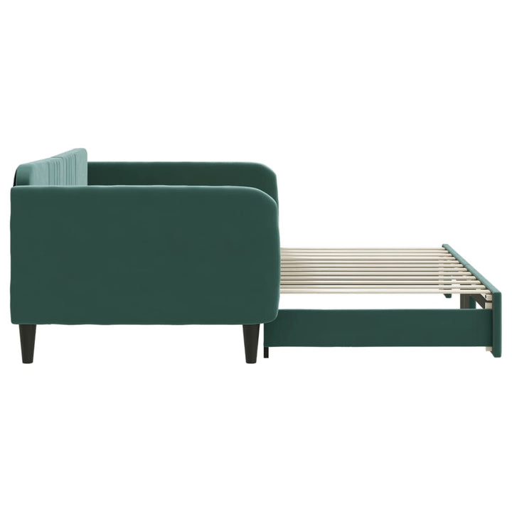 daybed med udtræk 100x200 cm velour mørkegrøn