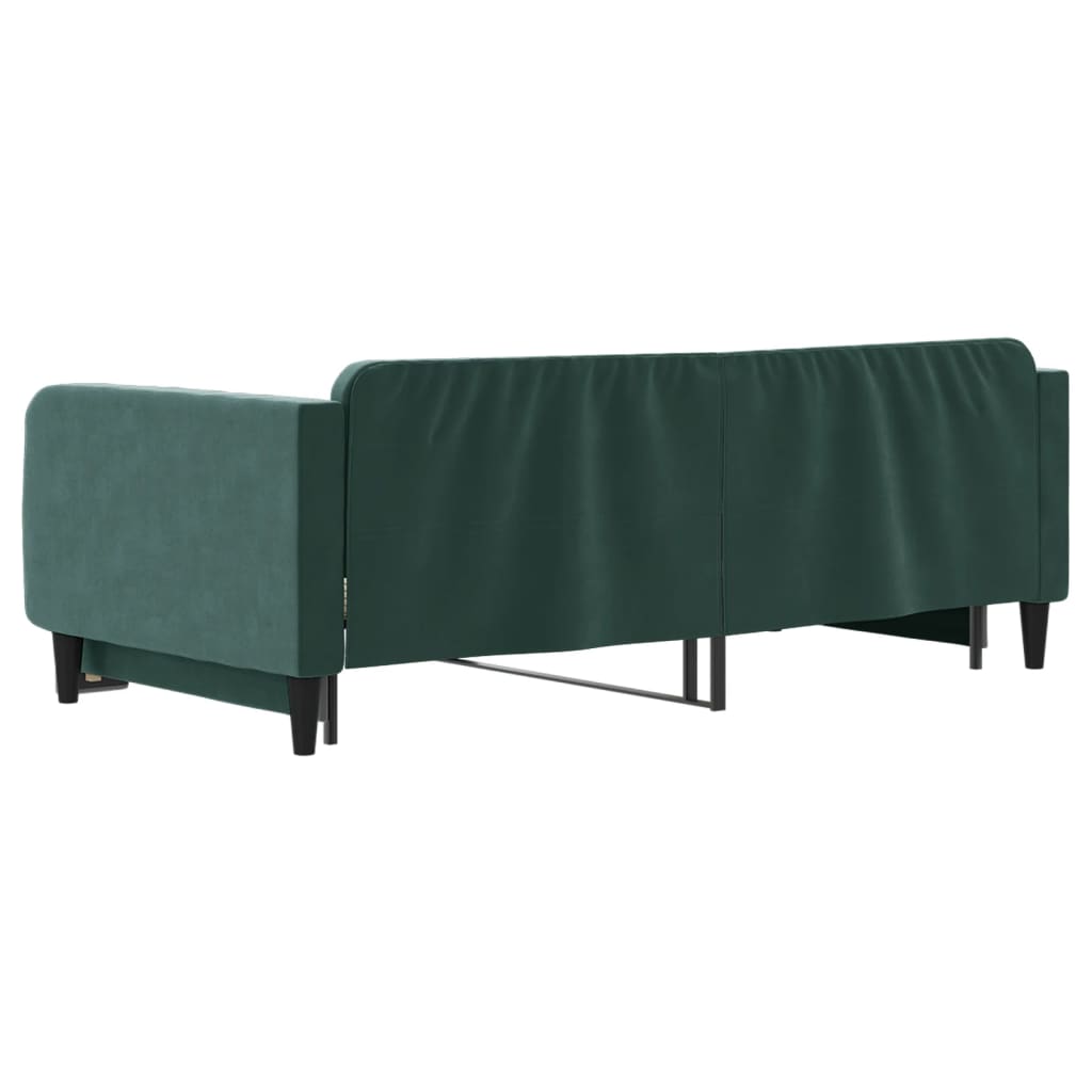 daybed med udtræk 100x200 cm velour mørkegrøn