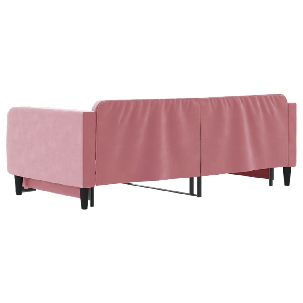 daybed med udtræk 100x200 cm velour lyserød