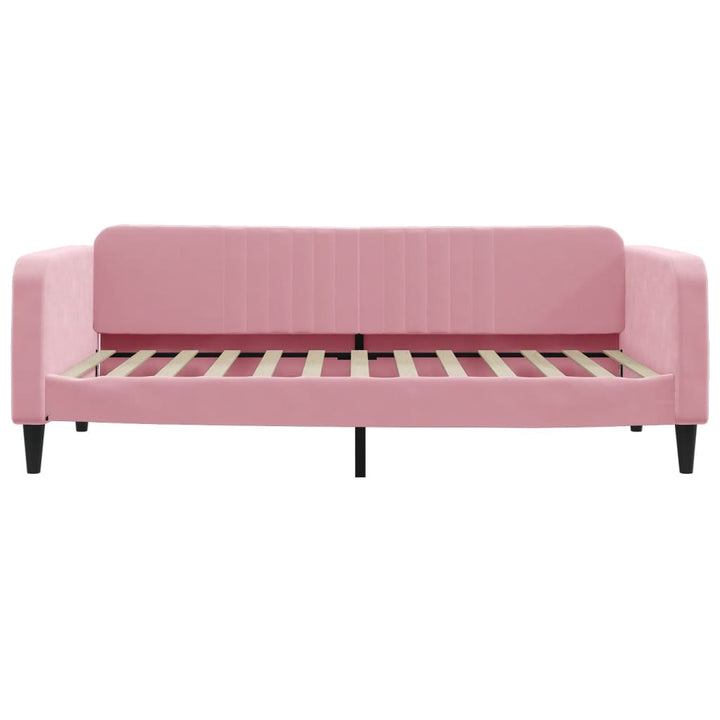 daybed med udtræk 100x200 cm velour lyserød