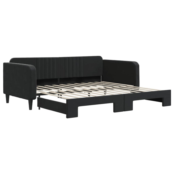 daybed med udtræk 100x200 cm velour sort