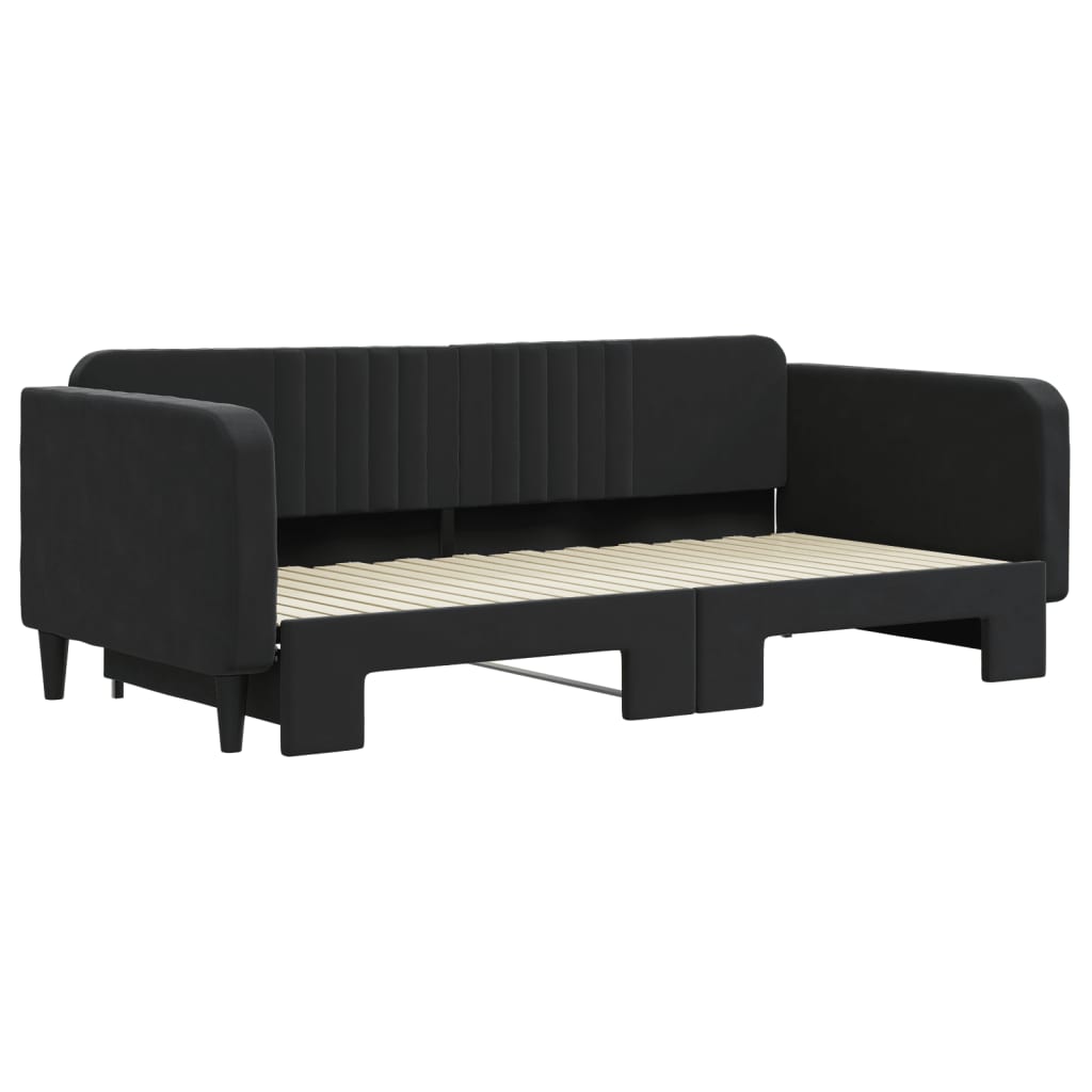 daybed med udtræk 100x200 cm velour sort