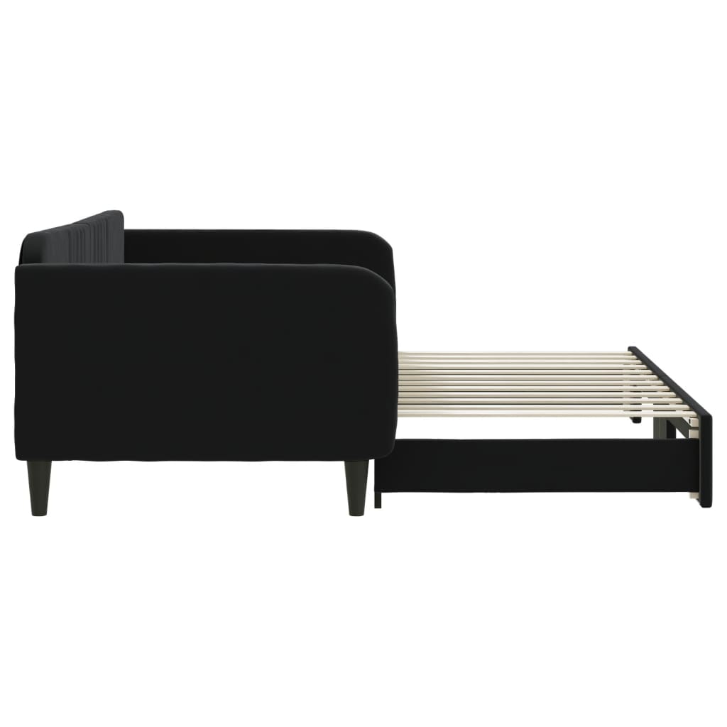 daybed med udtræk 100x200 cm velour sort
