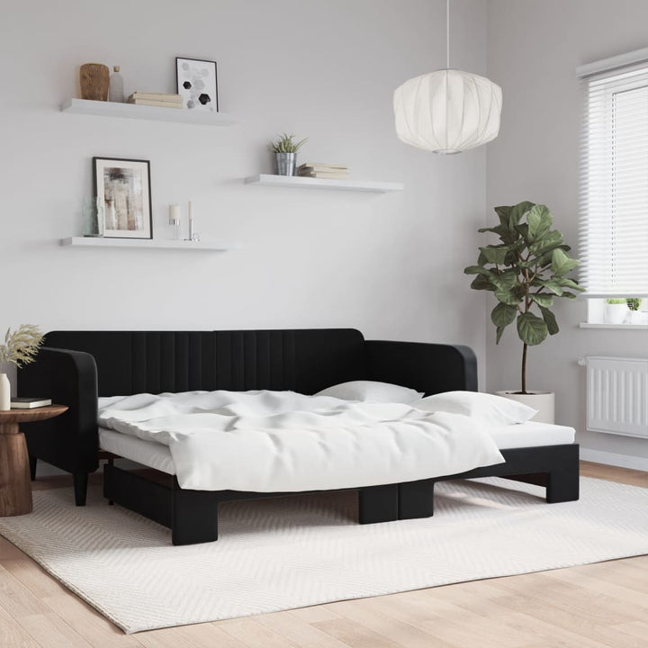 daybed med udtræk 100x200 cm velour sort