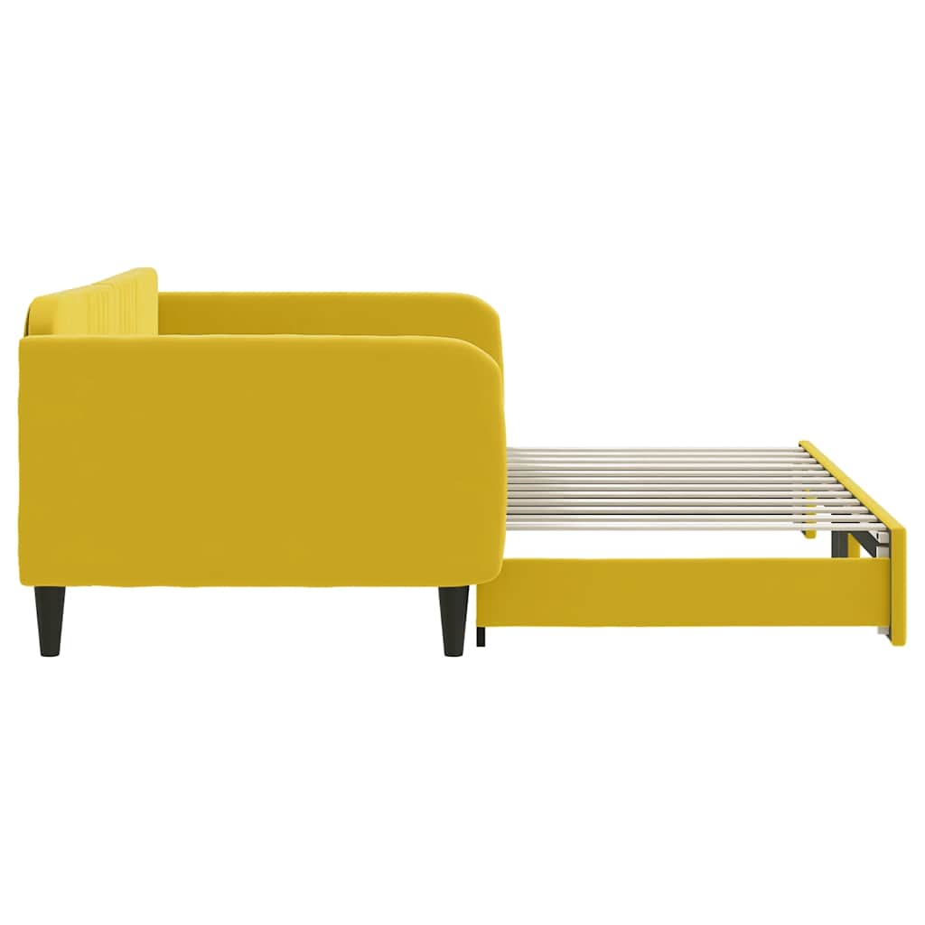 daybed med udtræk 100x200 cm velour gul