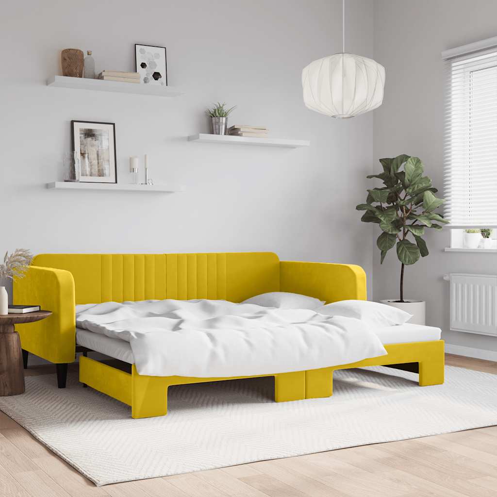 daybed med udtræk 100x200 cm velour gul