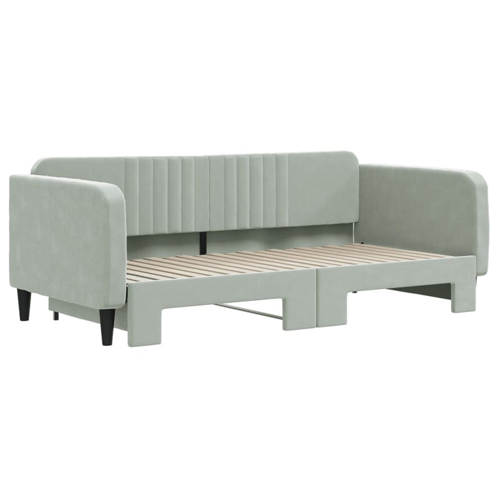 daybed med udtræk 90x190 cm velour lysegrå