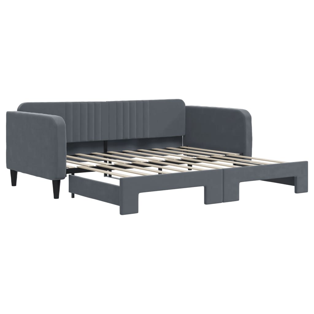 daybed med udtræk 90x190 cm velour mørkegrå