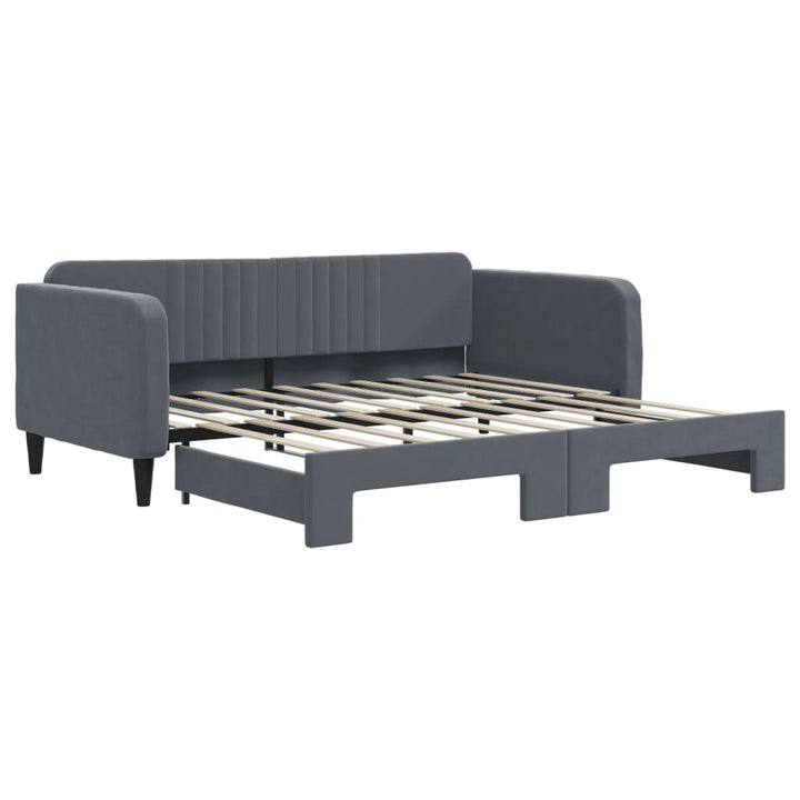 daybed med udtræk 90x190 cm velour mørkegrå