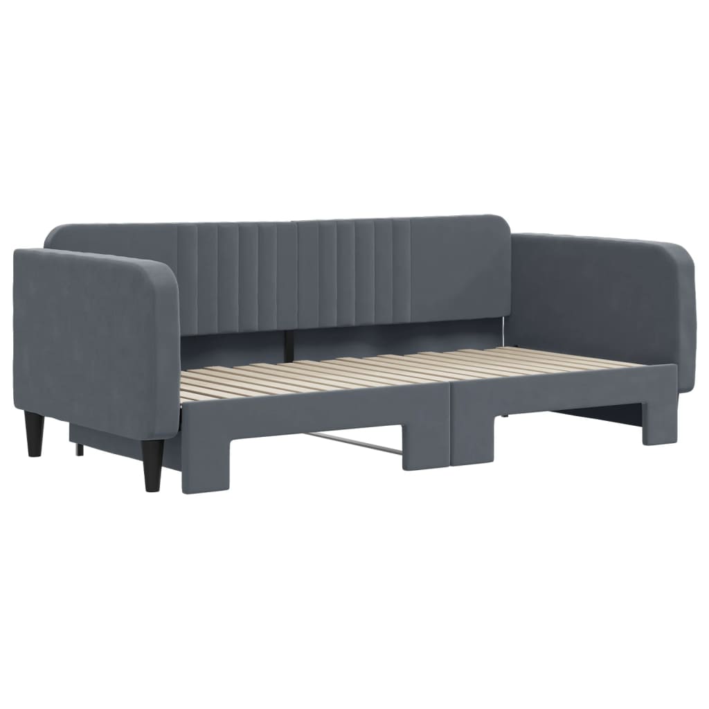 daybed med udtræk 90x190 cm velour mørkegrå