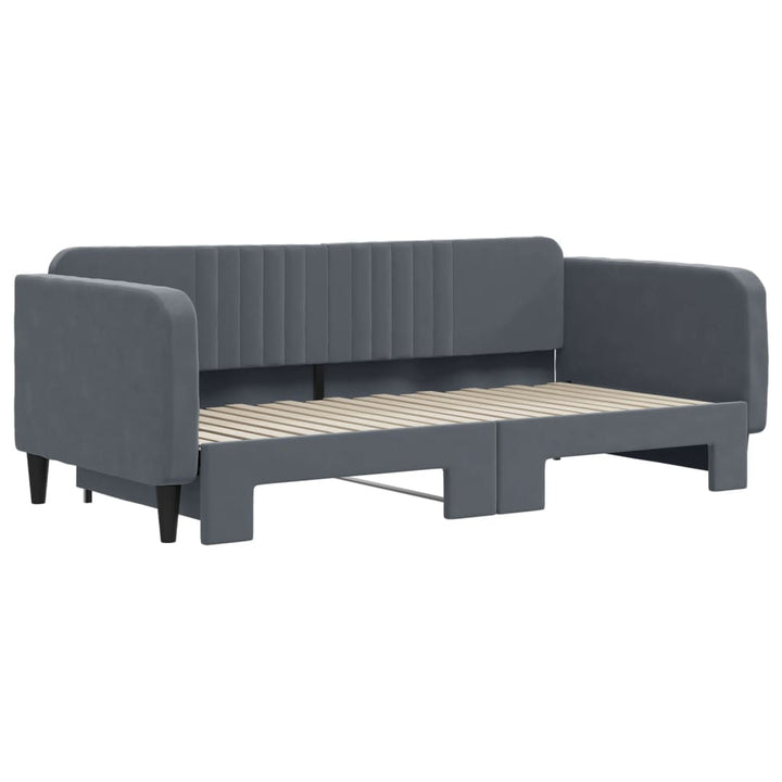 daybed med udtræk 90x190 cm velour mørkegrå