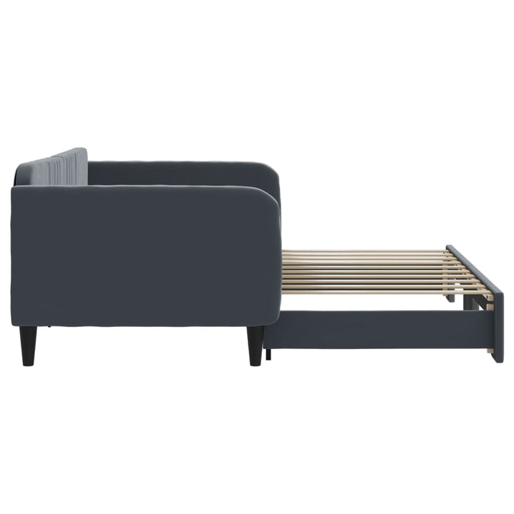 daybed med udtræk 90x190 cm velour mørkegrå