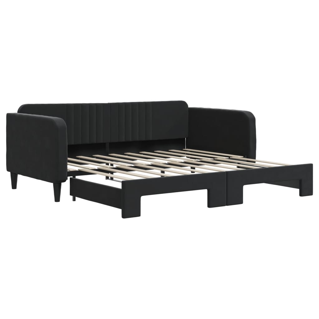 daybed med udtræk 90x190 cm velour sort