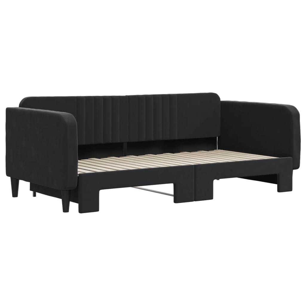 daybed med udtræk 90x190 cm velour sort