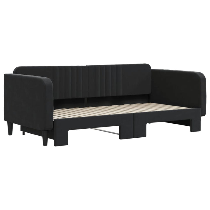 daybed med udtræk 90x190 cm velour sort