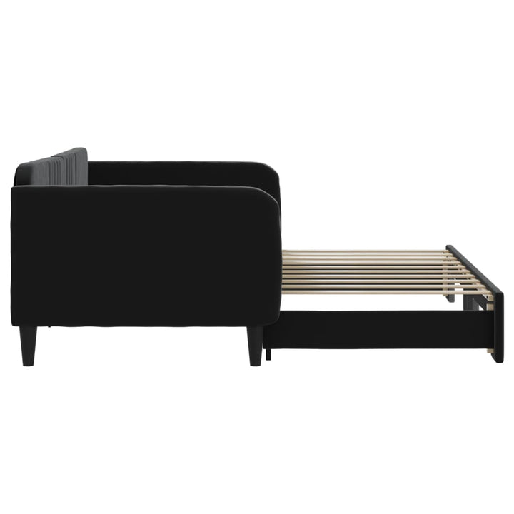 daybed med udtræk 90x190 cm velour sort