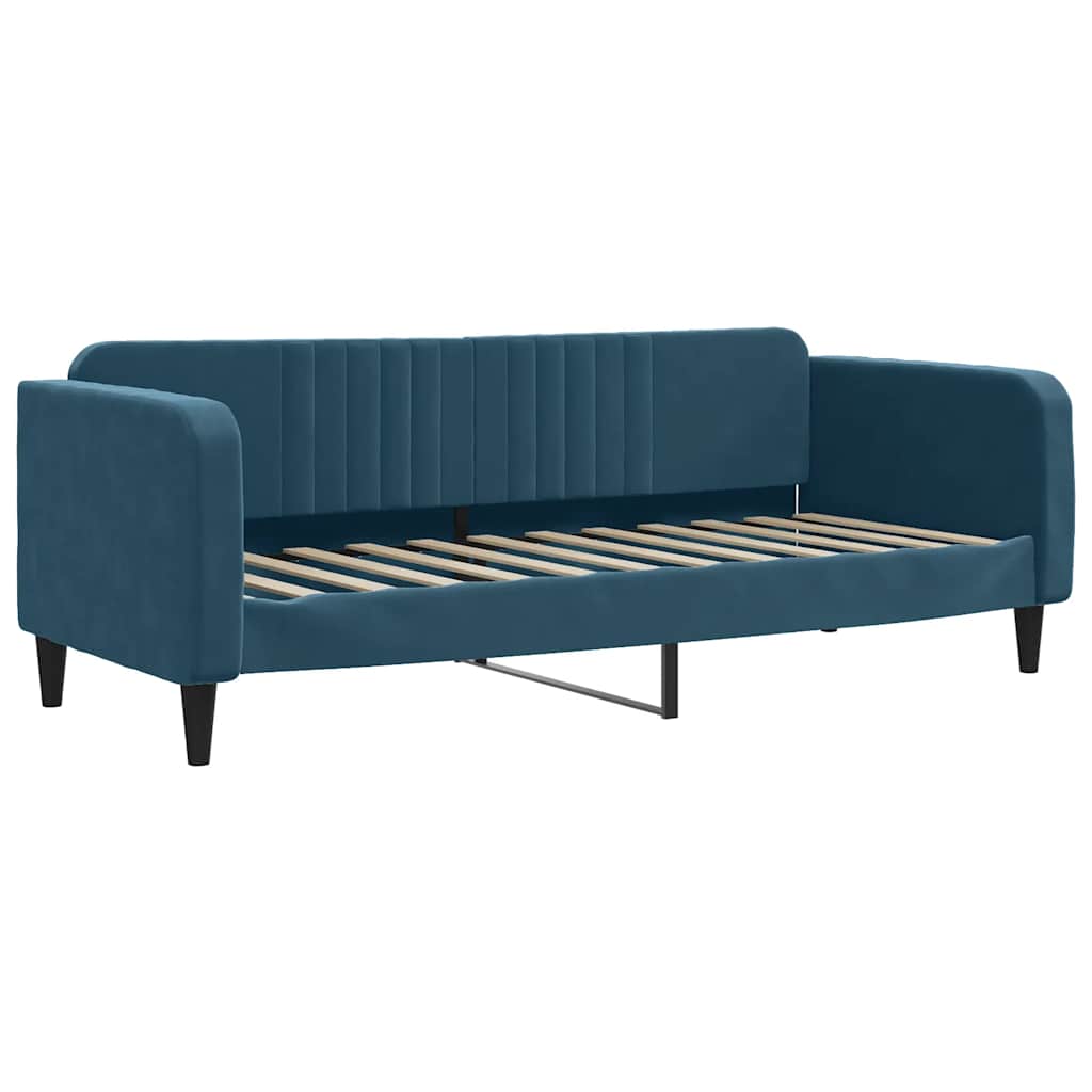 daybed med udtræk og madras 80x200 cm velour blå