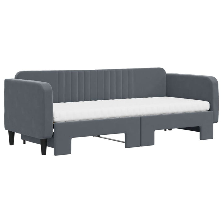 daybed med udtræk og madras 80x200 cm velour mørkegrå