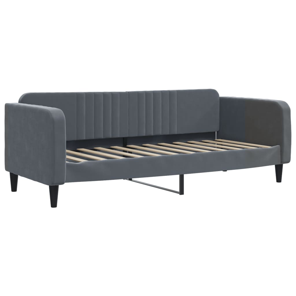 daybed med udtræk og madras 80x200 cm velour mørkegrå