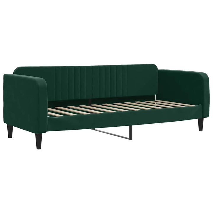 daybed med udtræk og madras 80x200 cm velour mørkegrøn