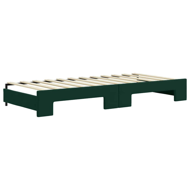 daybed med udtræk og madras 80x200 cm velour mørkegrøn