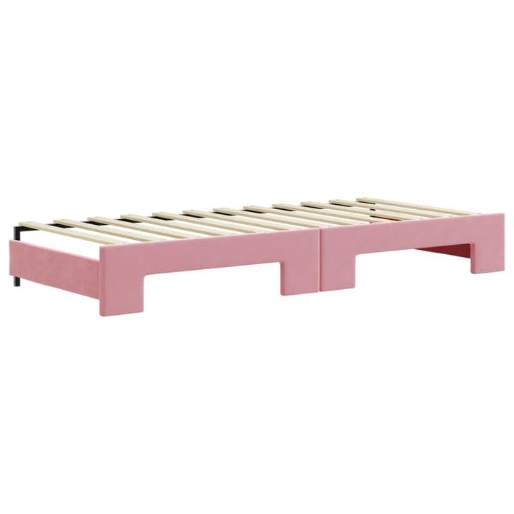 daybed med udtræk og madras 80x200 cm velour lyserød