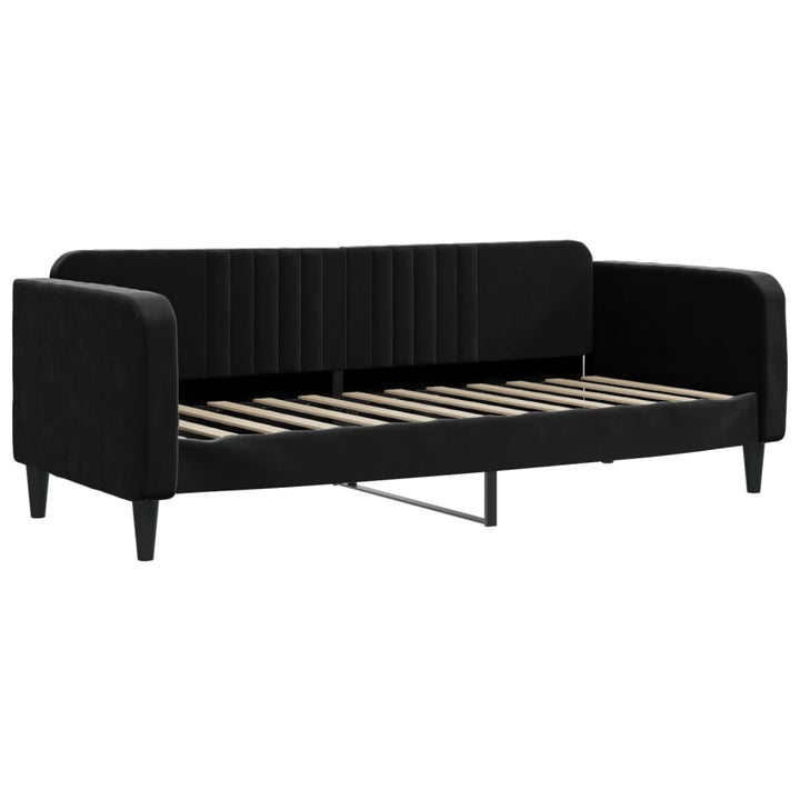 daybed med udtræk og madras 80x200 cm velour sort