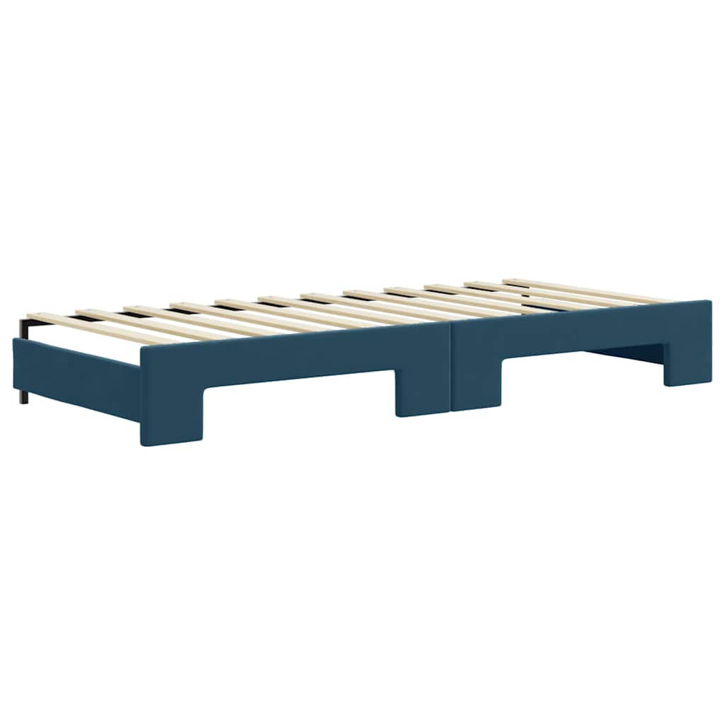 daybed med udtræk og madras 90x200 cm velour blå