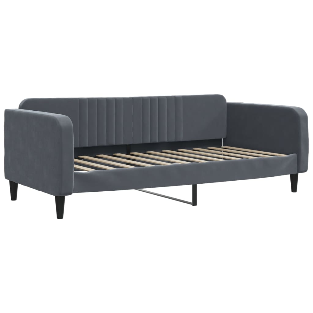 daybed med udtræk og madras 90x200 cm velour mørkegrå