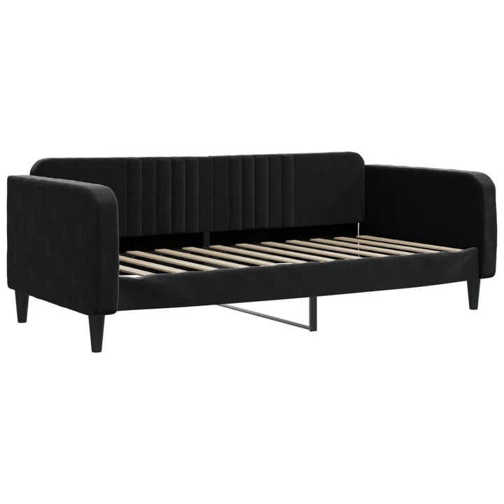 daybed med udtræk og madras 90x200 cm velour sort