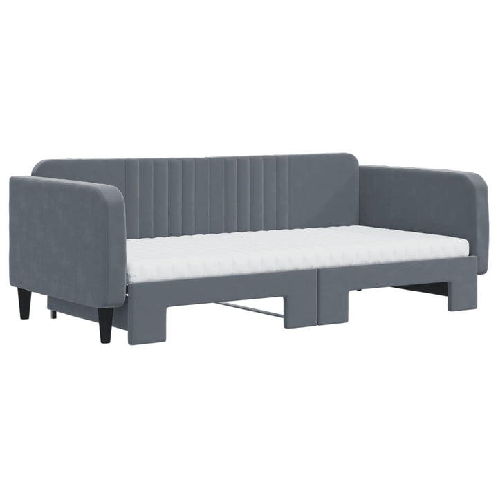 daybed med udtræk og madras 100x200 cm velour mørkegrå