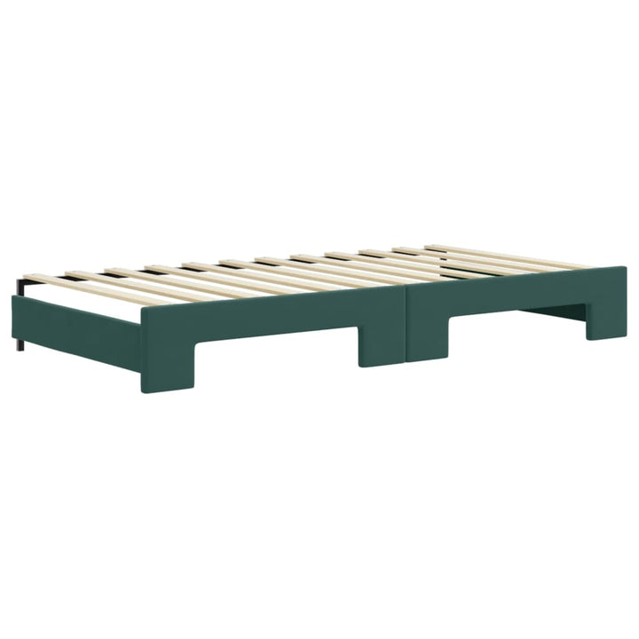 daybed med udtræk og madras 100x200 cm velour mørkegrøn