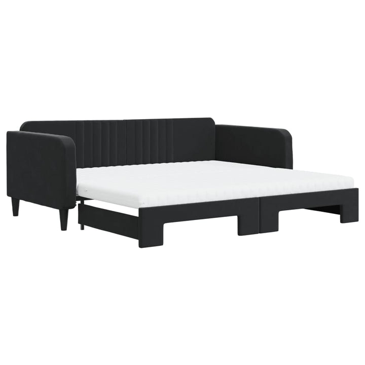 daybed med udtræk og madras 100x200 cm velour sort