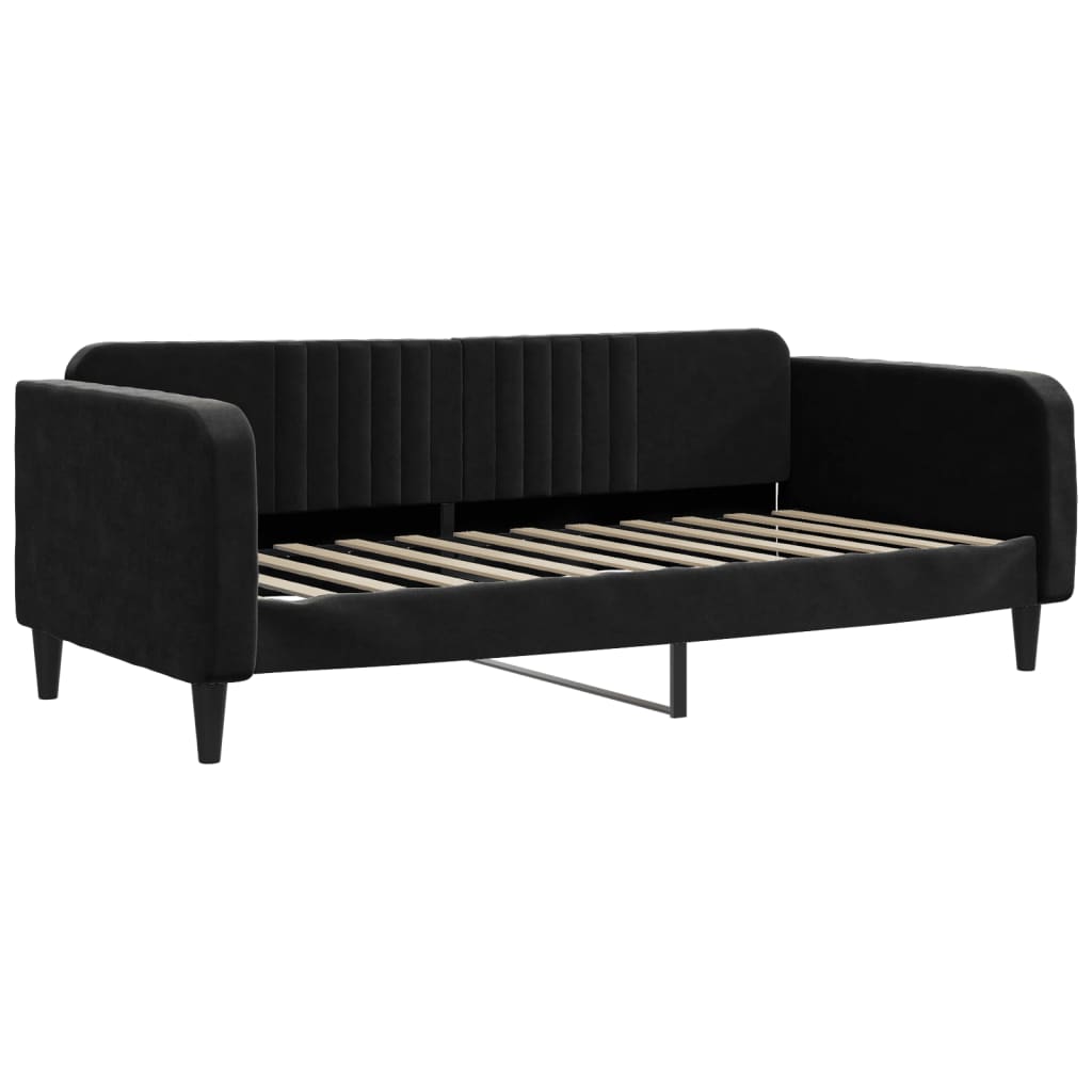 daybed med udtræk og madras 100x200 cm velour sort