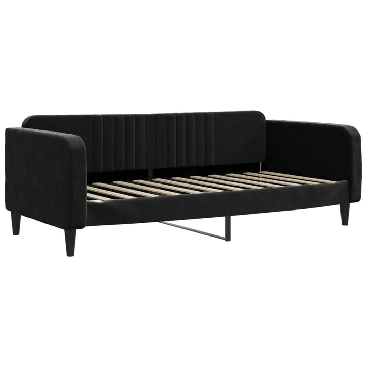 daybed med udtræk og madras 100x200 cm velour sort