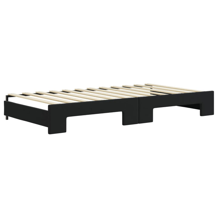 daybed med udtræk og madras 100x200 cm velour sort