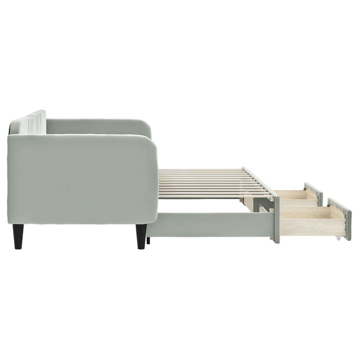 daybed med udtræk og skuffer 80x200 cm velour lysegrå