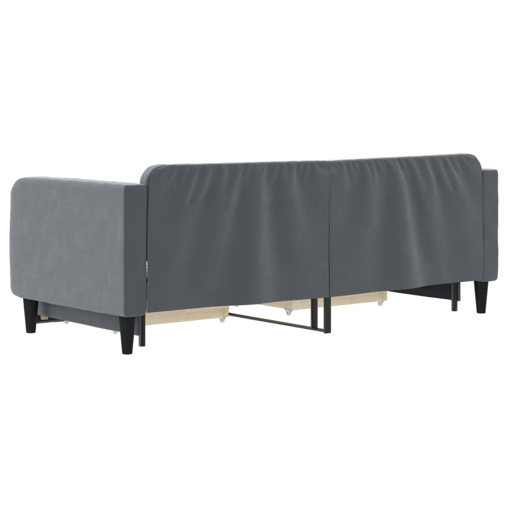 daybed med udtræk og skuffer 80x200 cm velour mørkegrå