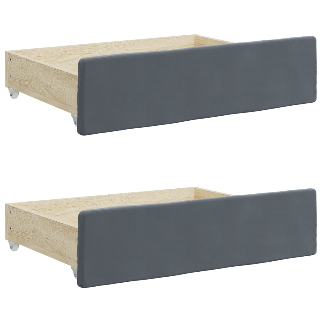 daybed med udtræk og skuffer 80x200 cm velour mørkegrå