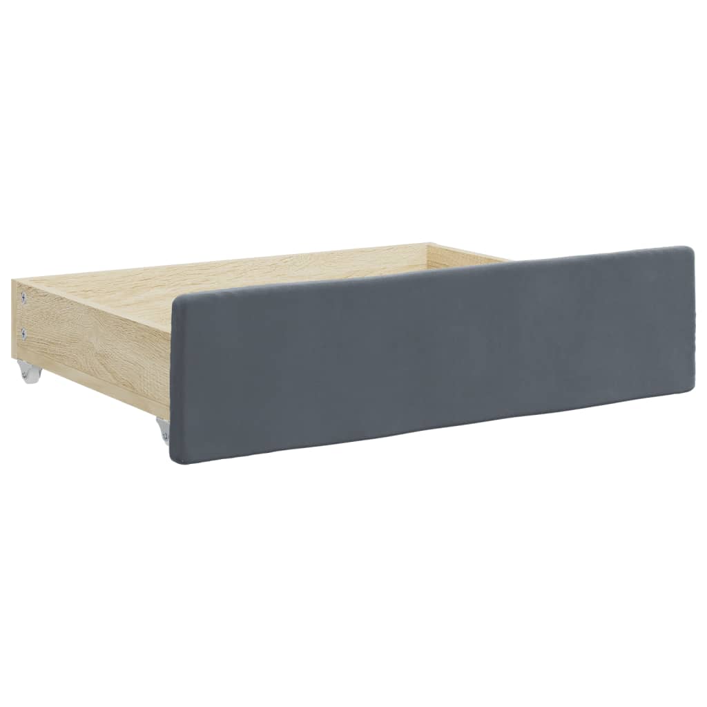 daybed med udtræk og skuffer 80x200 cm velour mørkegrå