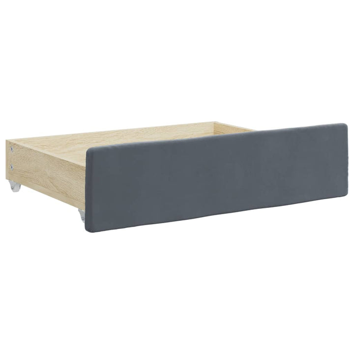daybed med udtræk og skuffer 80x200 cm velour mørkegrå