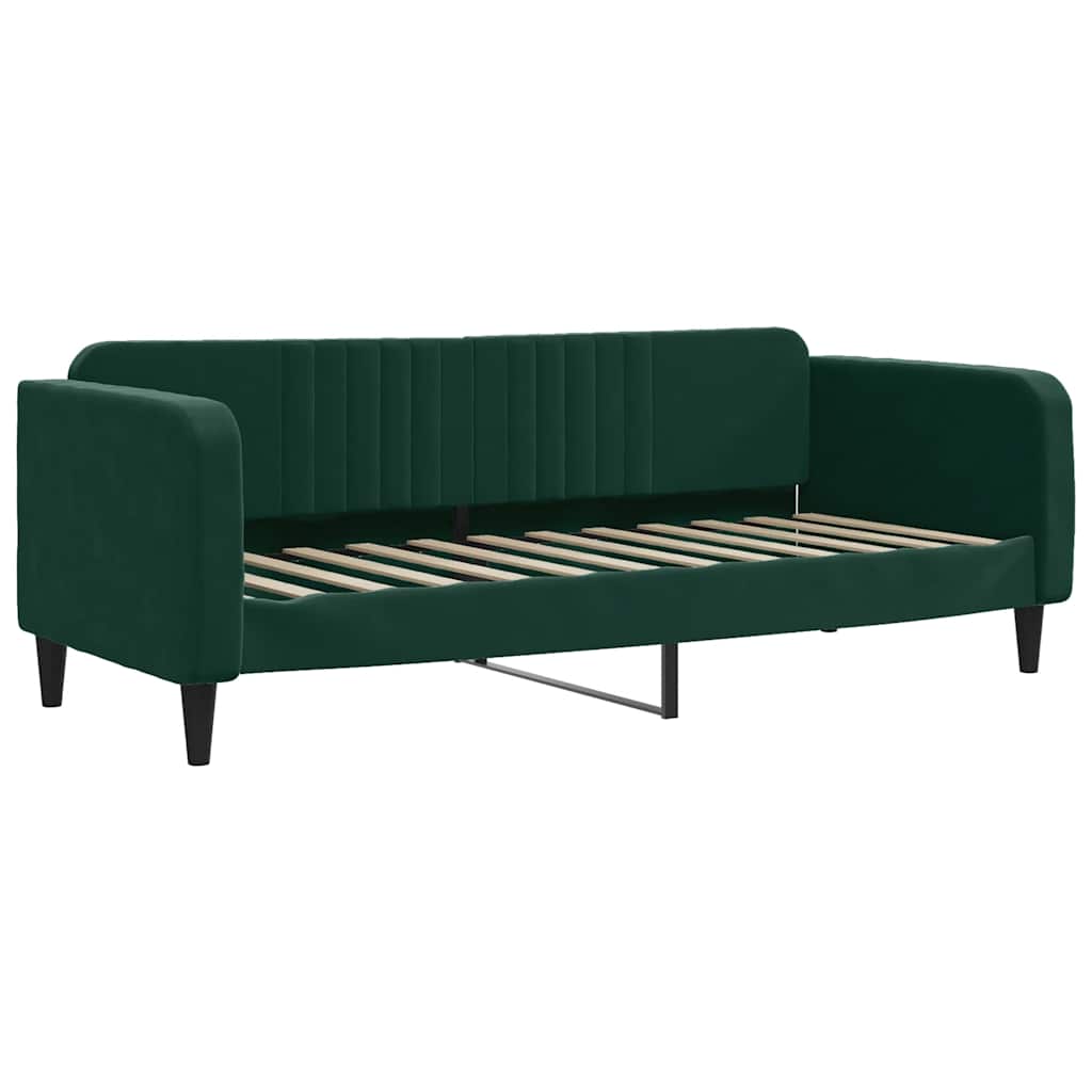 daybed med udtræk og skuffer 80x200 cm velour mørkegrøn