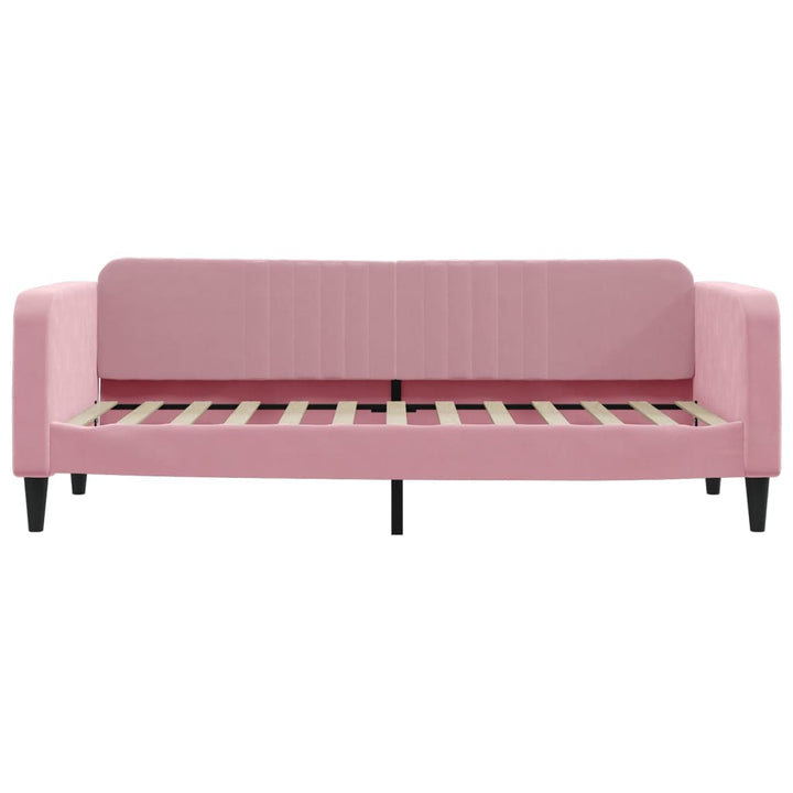 daybed med udtræk og skuffer 80x200 cm velour lyserød
