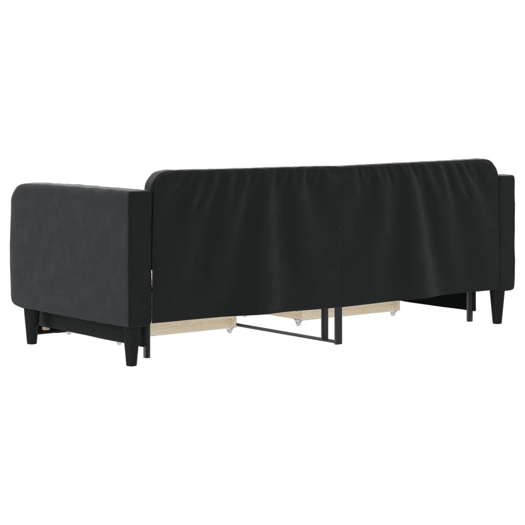 daybed med udtræk og skuffer 80x200 cm velour sort
