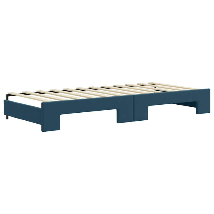 daybed med udtræk og skuffer 90x200 cm velour blå