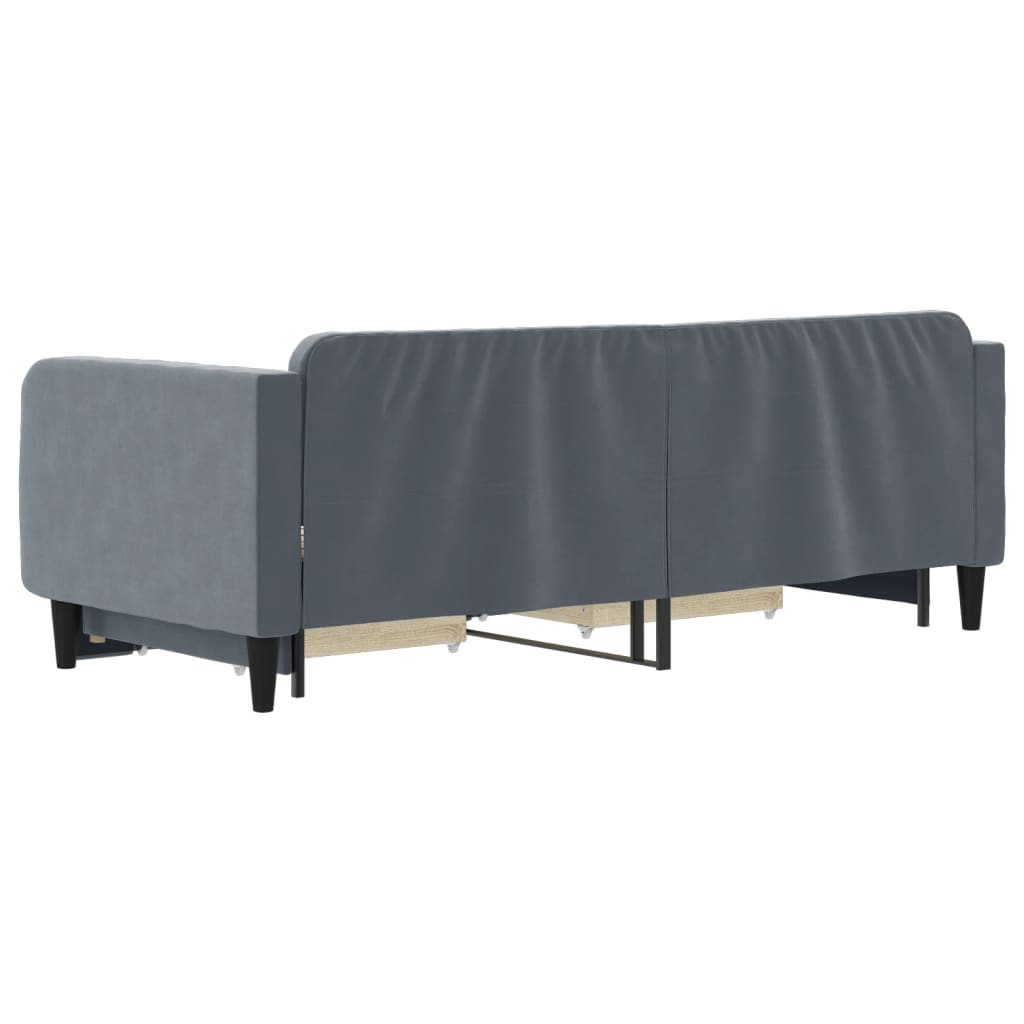 daybed med udtræk og skuffer 90x200 cm velour mørkegrå